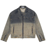 THE ZIPPED DISTRESSED DENIM STREETWEAR JACKET