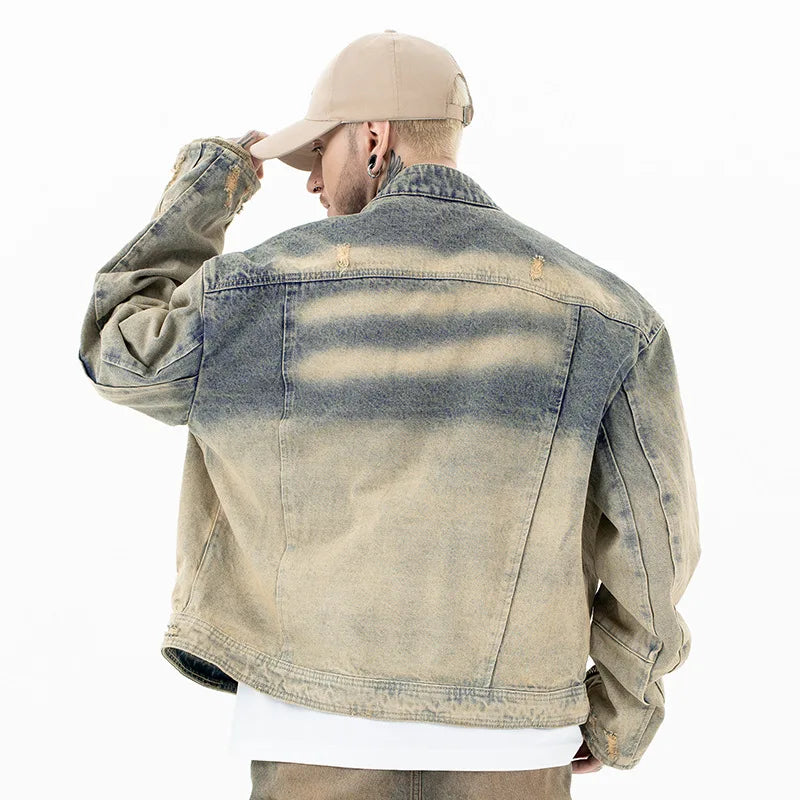THE ZIPPED DISTRESSED DENIM STREETWEAR JACKET