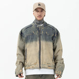 THE ZIPPED DISTRESSED DENIM STREETWEAR JACKET