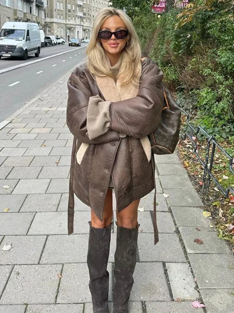 THE MARCELLA BELTED LEATHER COAT