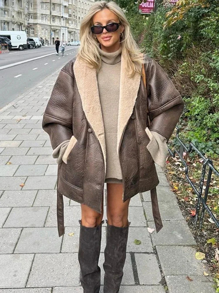 THE MARCELLA BELTED LEATHER COAT