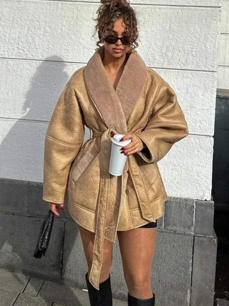 THE MARCELLA BELTED LEATHER COAT