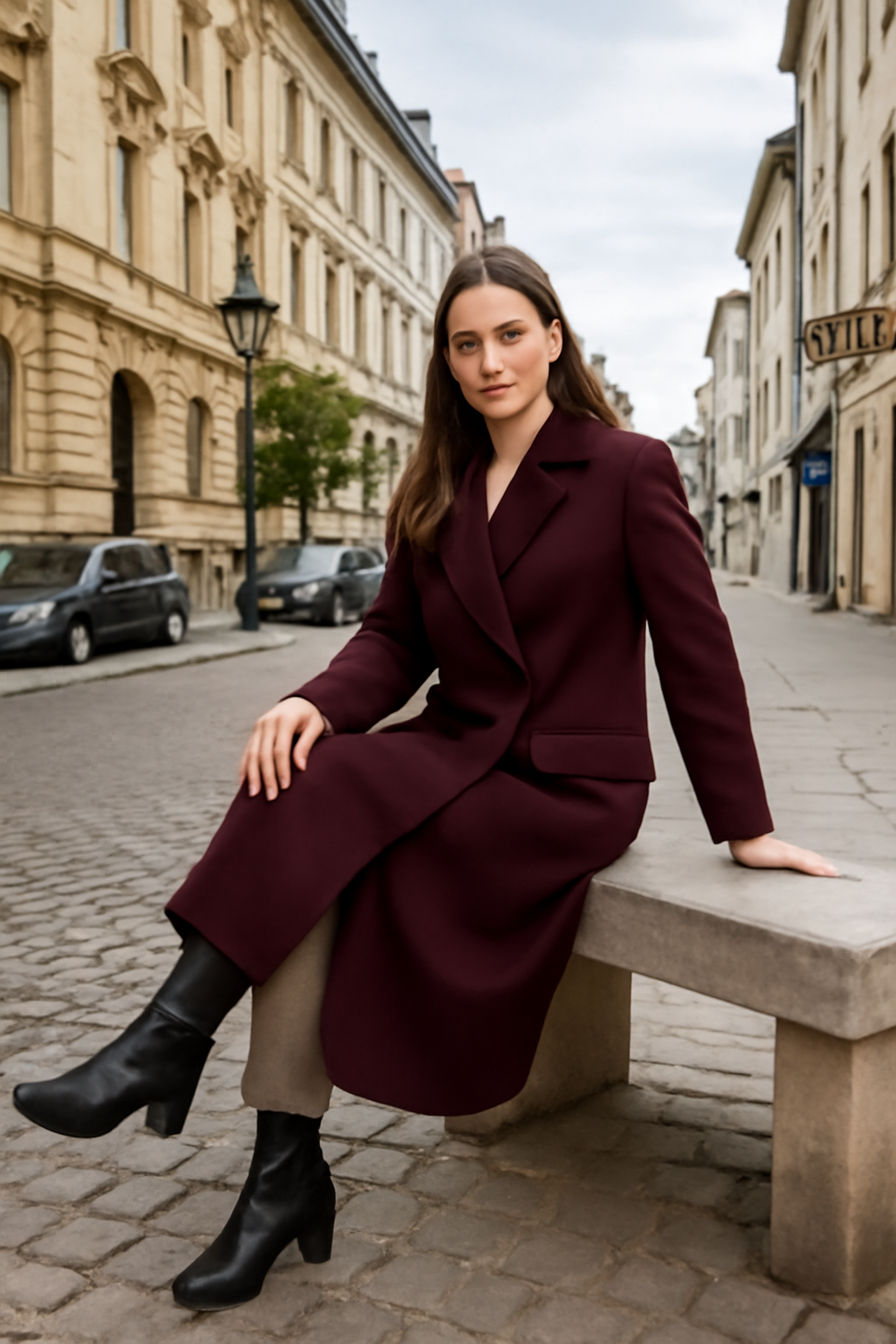 THE LYSANDRA BURGUNDY WOOL COAT