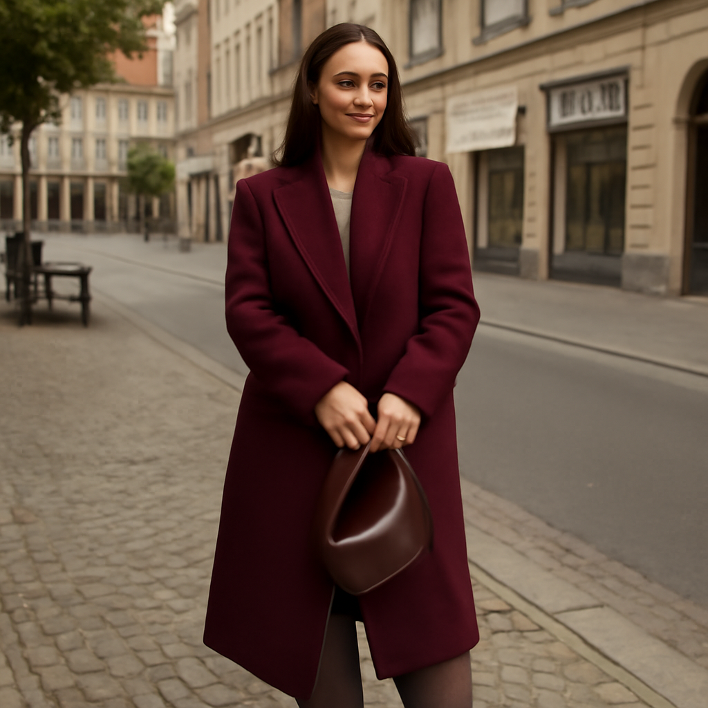 THE LYSANDRA BURGUNDY WOOL COAT